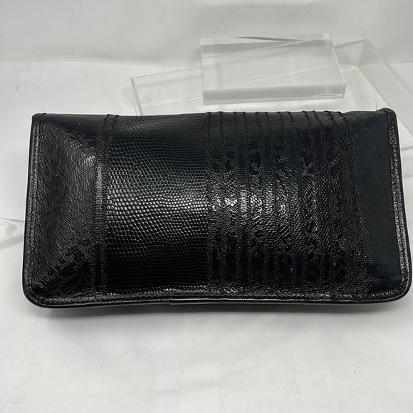 Carlos Falchi Mixed Exotic Lizard, Ostrich Snap Envelope Clutch Shoulder Bag